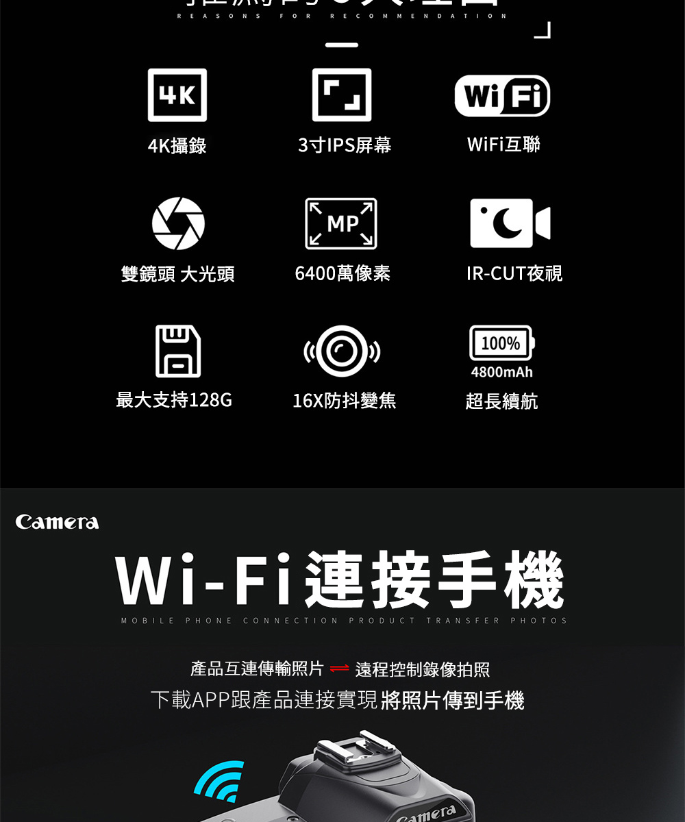 優易點 數位相機(單反相機 高清數碼照相機 6400萬像素 