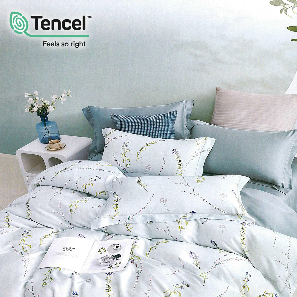 貝兒居家寢飾生活館 60支100%天絲四件式全鋪棉兩用被床包