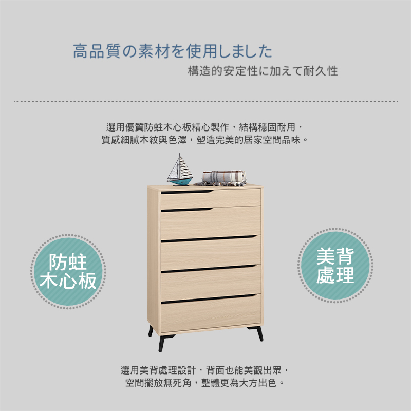 BODEN 米達2.7尺五斗櫃/五抽收納櫃/置物櫃優惠推薦