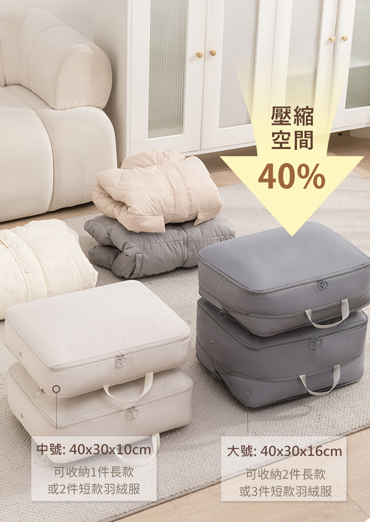 E.dot 壓縮衣物收納袋/壓縮袋/收納包(中號40x30x