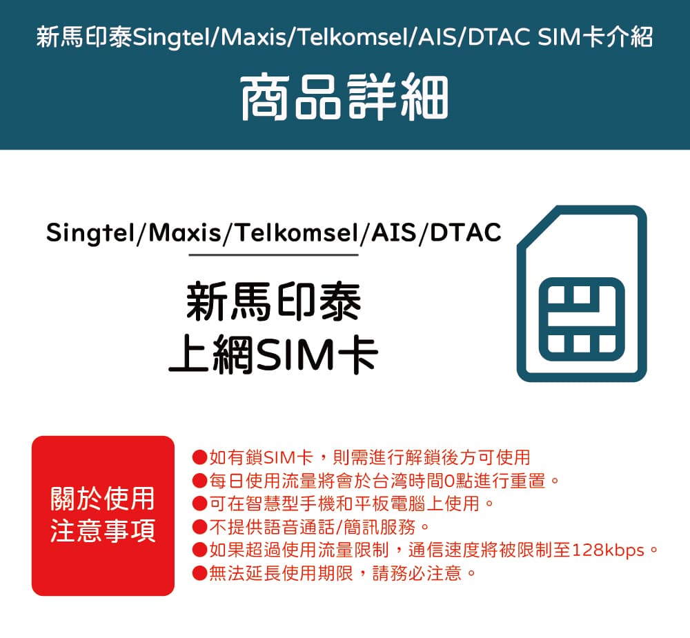 新馬印泰上網 SIM卡 7天方案 每日2GB降速吃到飽 4G