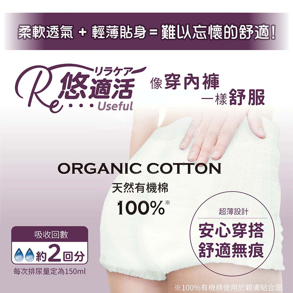 悠適活 貼身輕薄自在褲80片/箱 S-M(2回吸收 褲型成人