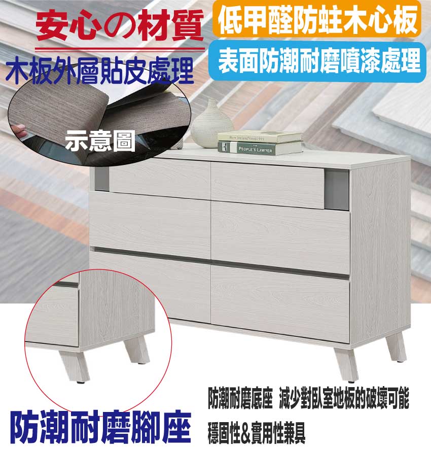 文創集 多維斯4尺六抽斗櫃/收納櫃好評推薦