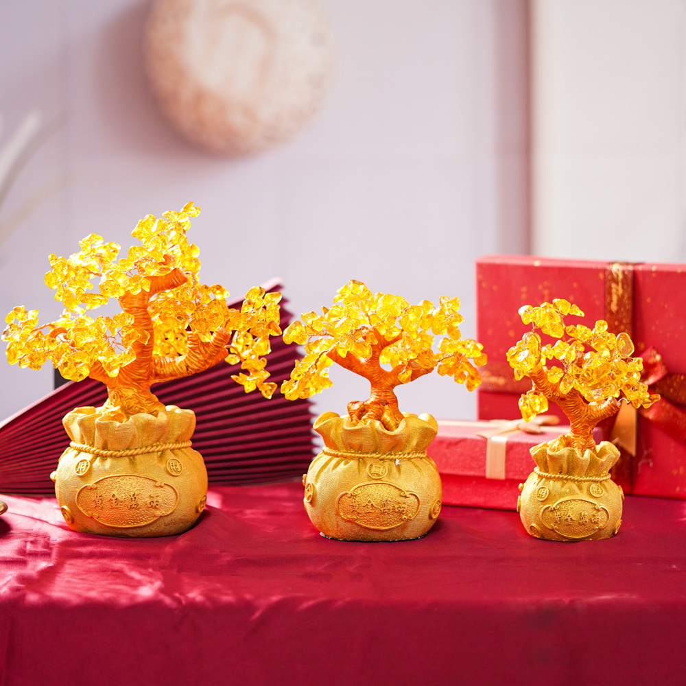 GOODTIME 黃水晶開運金燦招財樹-中款(財神上門 金氣