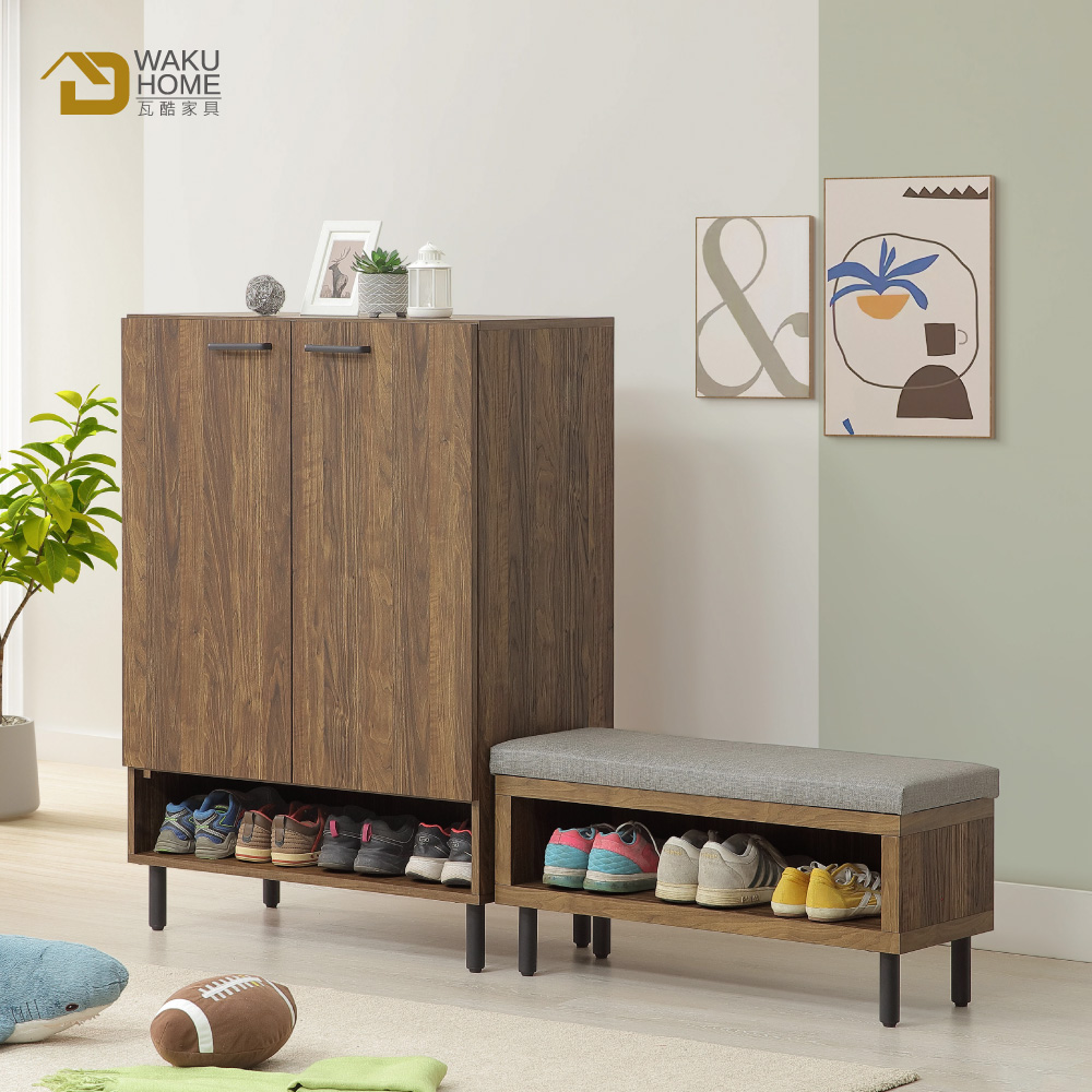WAKUHOME 瓦酷家具 Haven 5.4尺坐鞋櫃-胡桃