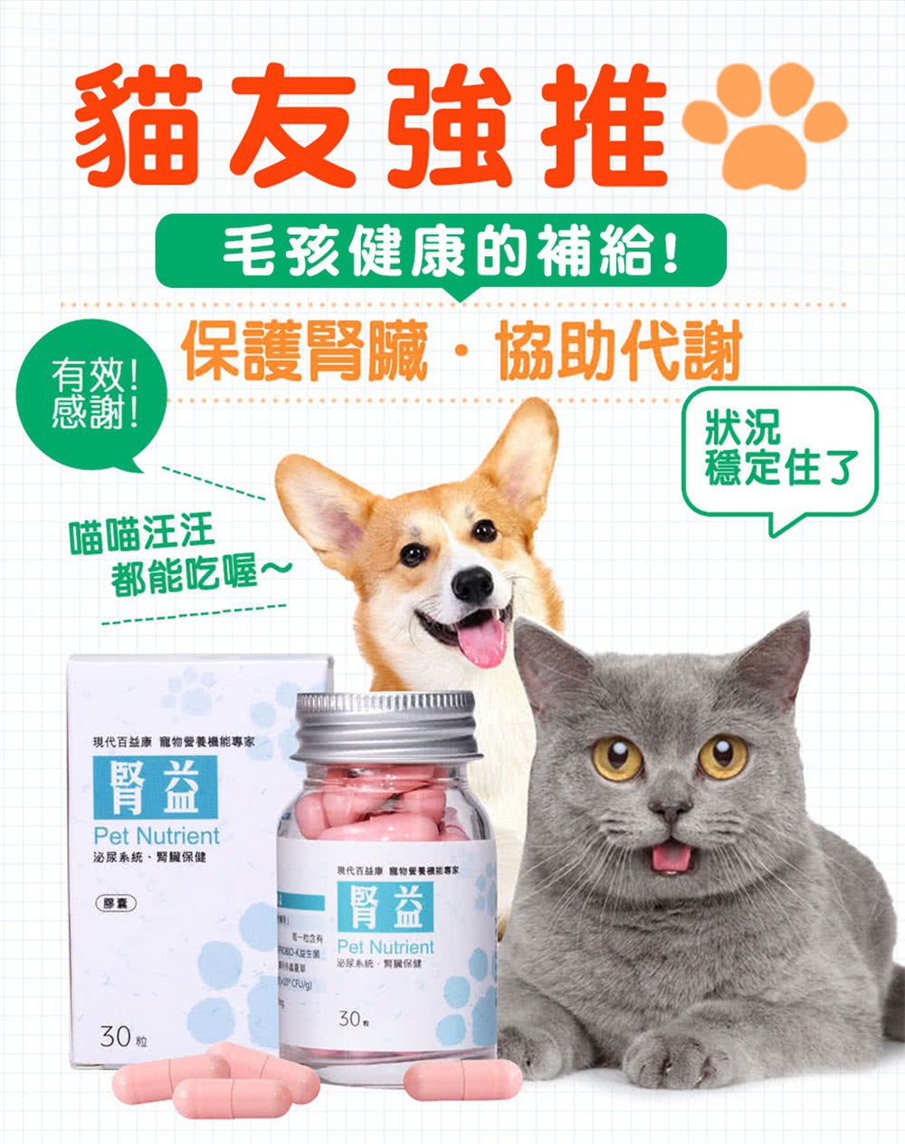 現代百益康 腎益 30顆(寵物保健/貓狗保健)優惠推薦