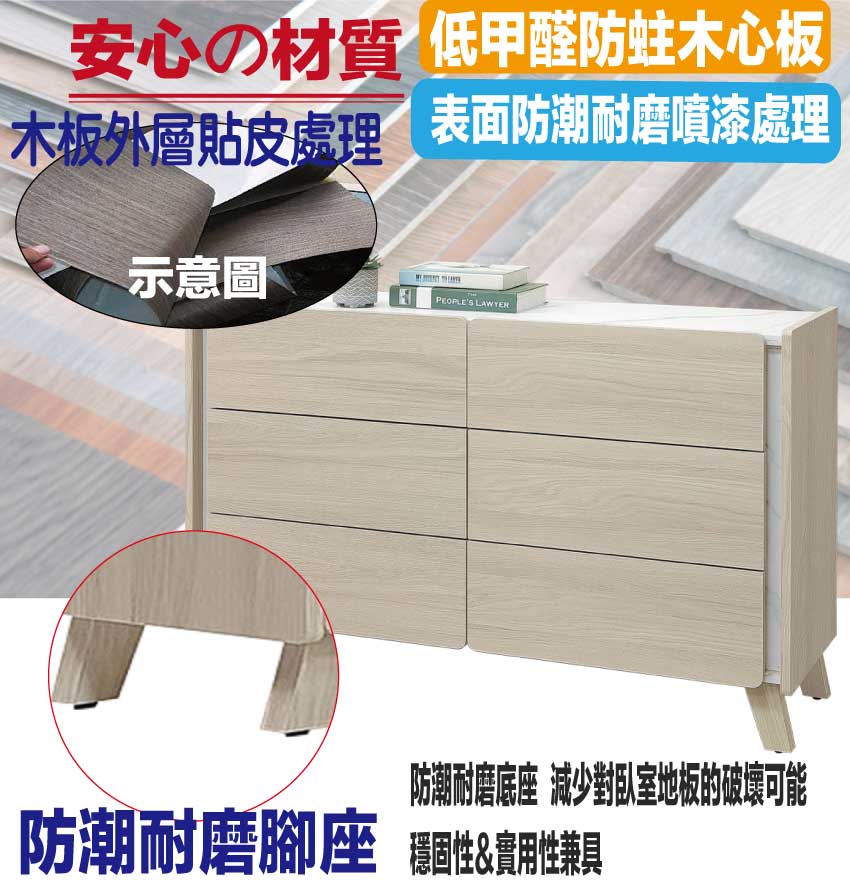 文創集 安卡蘭4尺六抽斗櫃/收納櫃好評推薦