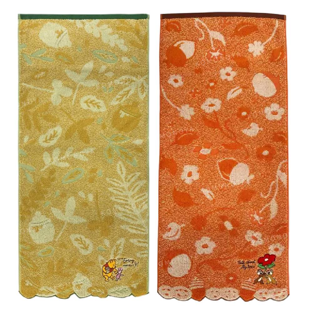 小禮堂 迪士尼 小熊維尼 奇奇蒂蒂 棉質長毛巾 34x80c