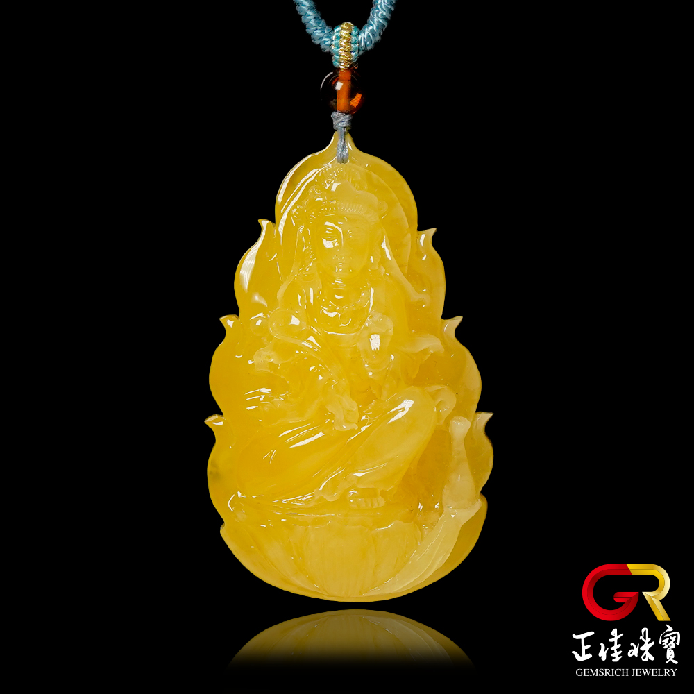 正佳珠寶 蜜蠟琥珀 頂級白金滿蜜 26g 觀世音菩薩 蜜蠟琥