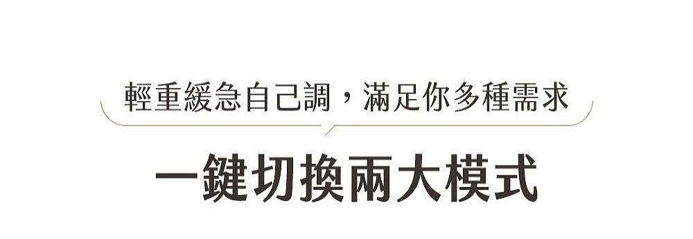 輕重緩急自己調,滿足你多種需求 一鍵切換兩大模式 