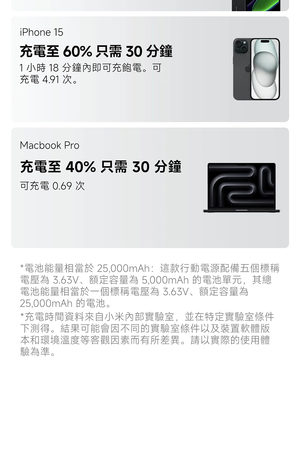 電壓為 3.63V、額定容量為 5,000mAh 的電池單元,其總
