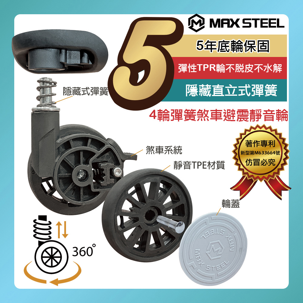 隱藏式彈簧避震雙排輪 360隱藏式彈簧靜音TPE材質輪蓋