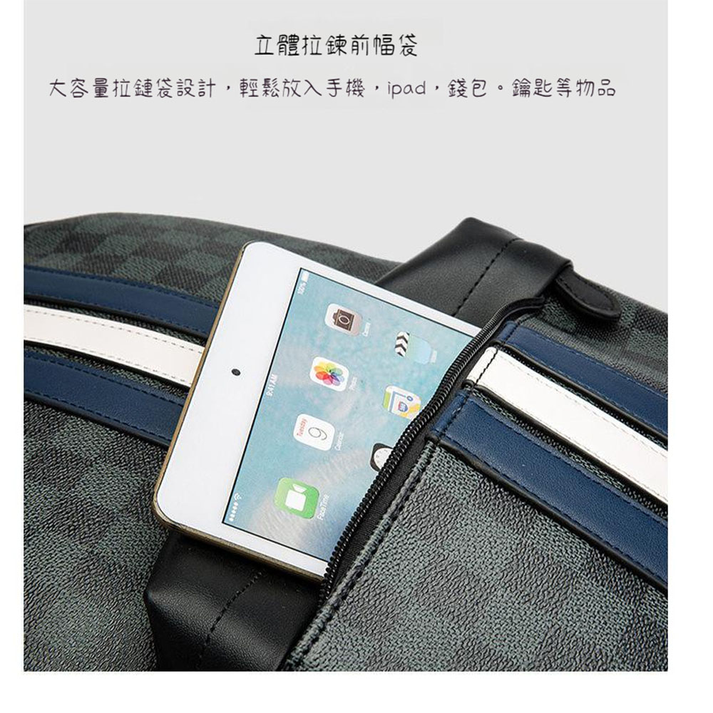 立體拉鍊前幅袋 大容量拉鏈袋設計,輕鬆放入手機,ipad,錢包。鑰匙等物品 