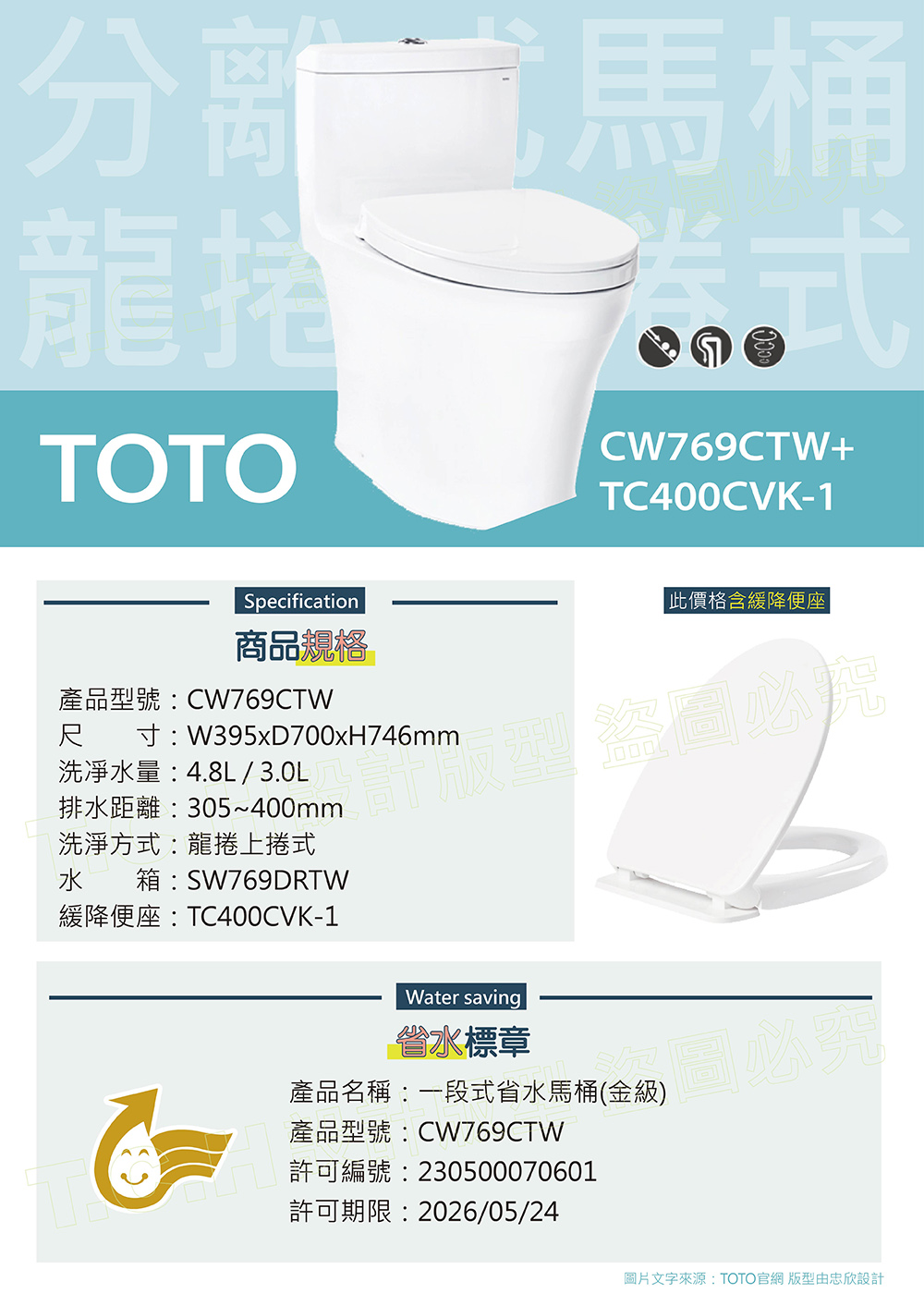 圖片文字來源TOTO官網 版型由忠欣設計