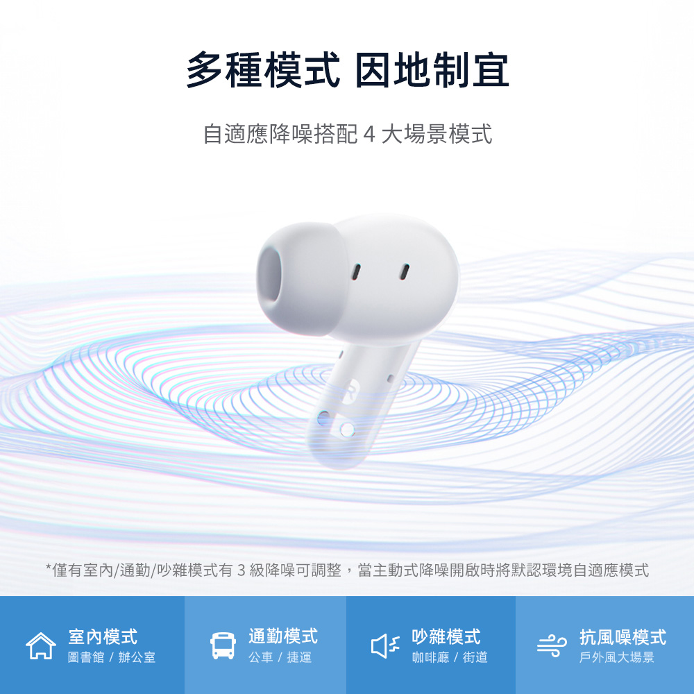 僅有室內通勤吵雜模式有3級降噪可調整,當主動式降噪開啟時將默認環境自適應模式