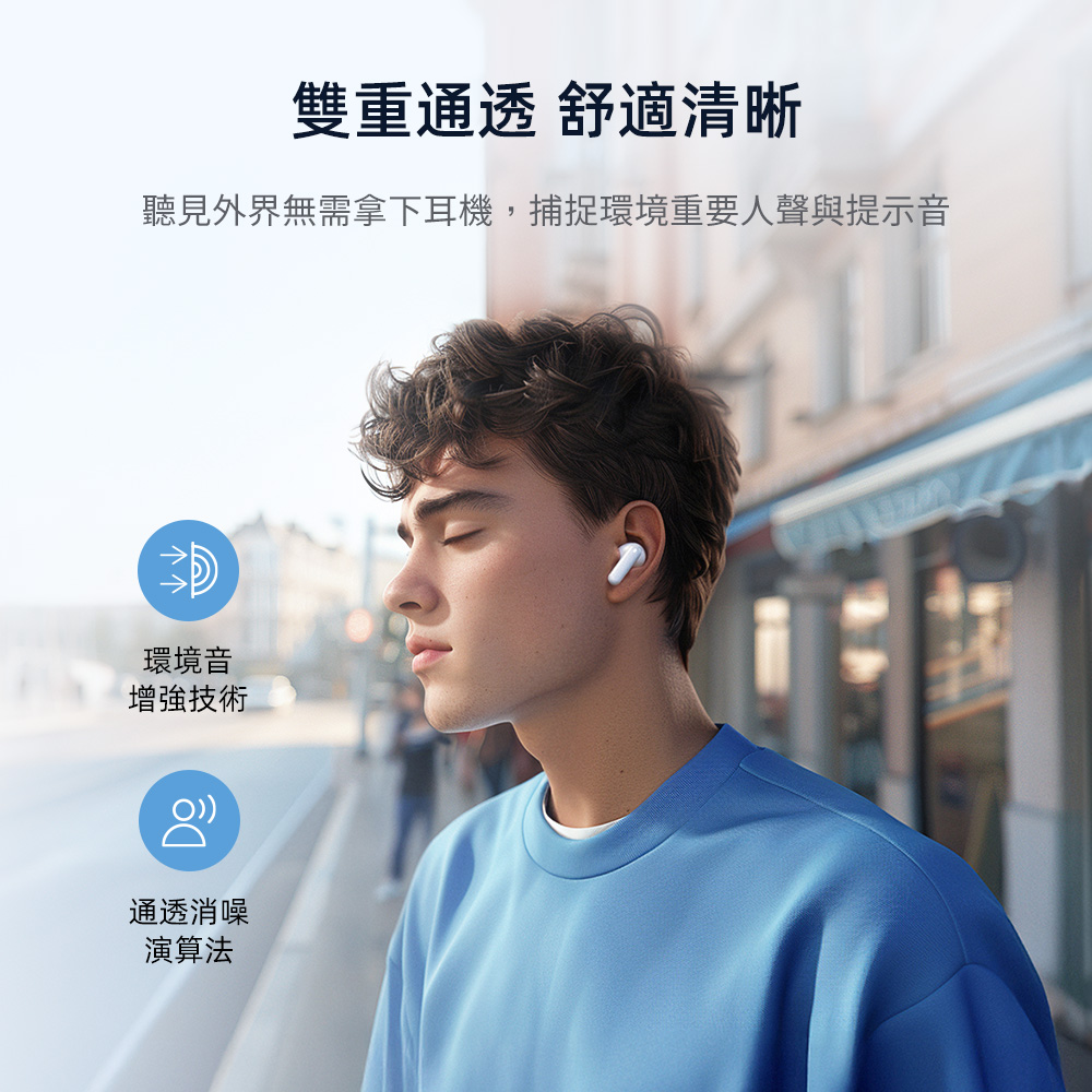 聽見外界無需拿下耳機,捕捉環境重要人聲與提示音