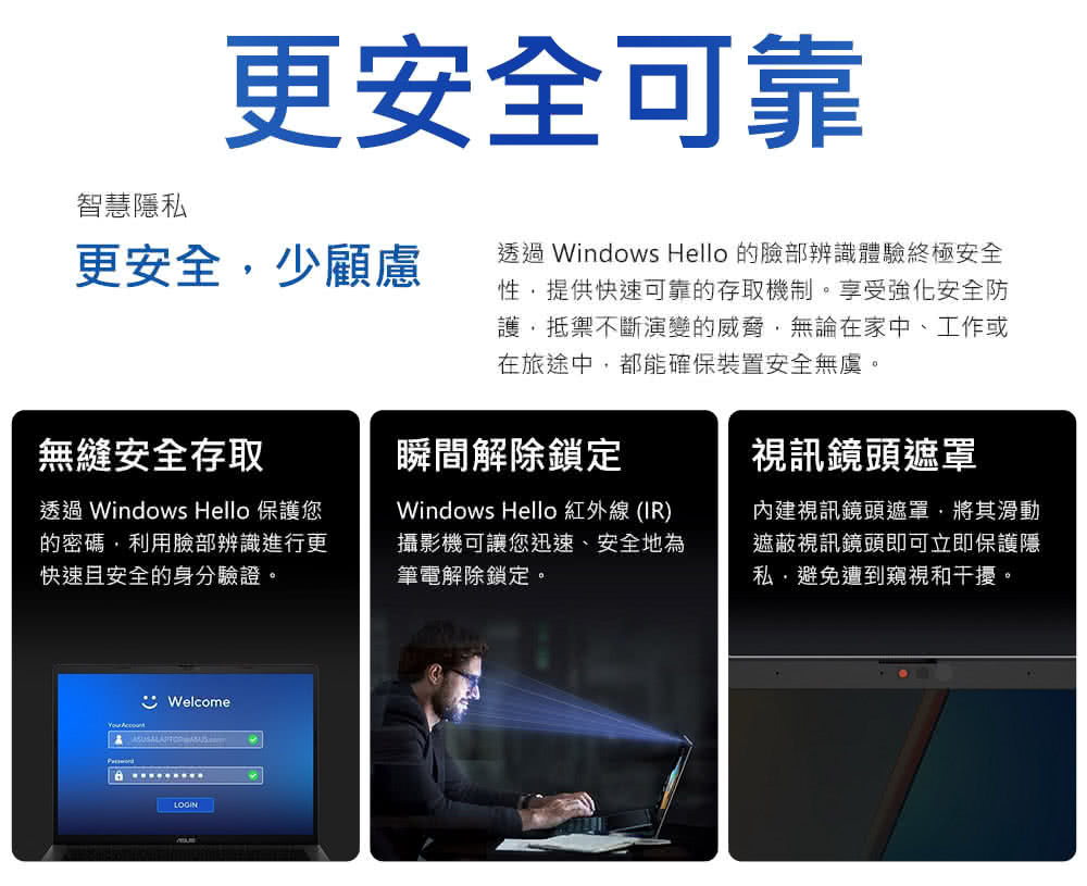 透過 Windows Hello 的臉部辨識體驗終極安全