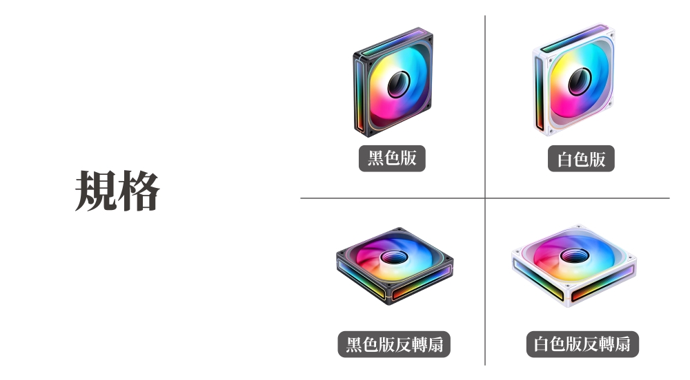 黑色版 白色版 規格 黑色版反轉扇 白色版反轉扇 