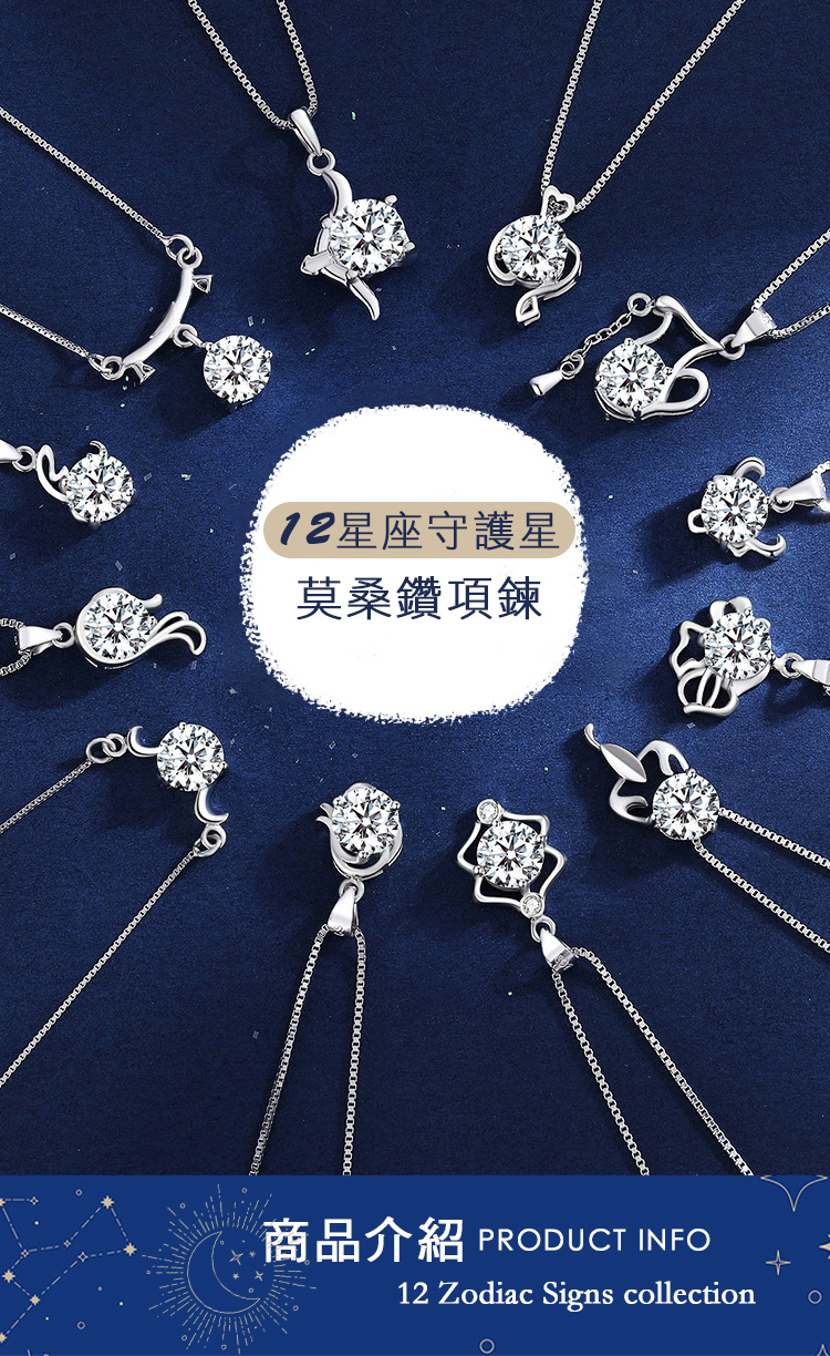 12星座守護星 莫桑鑽項鍊 商品介紹 