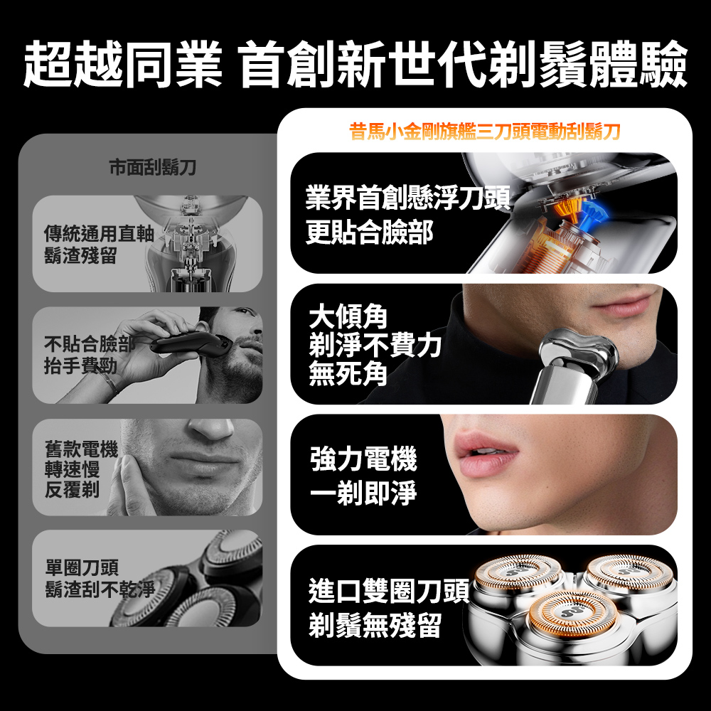 昔馬小金剛旗艦三刀頭電動刮鬍刀