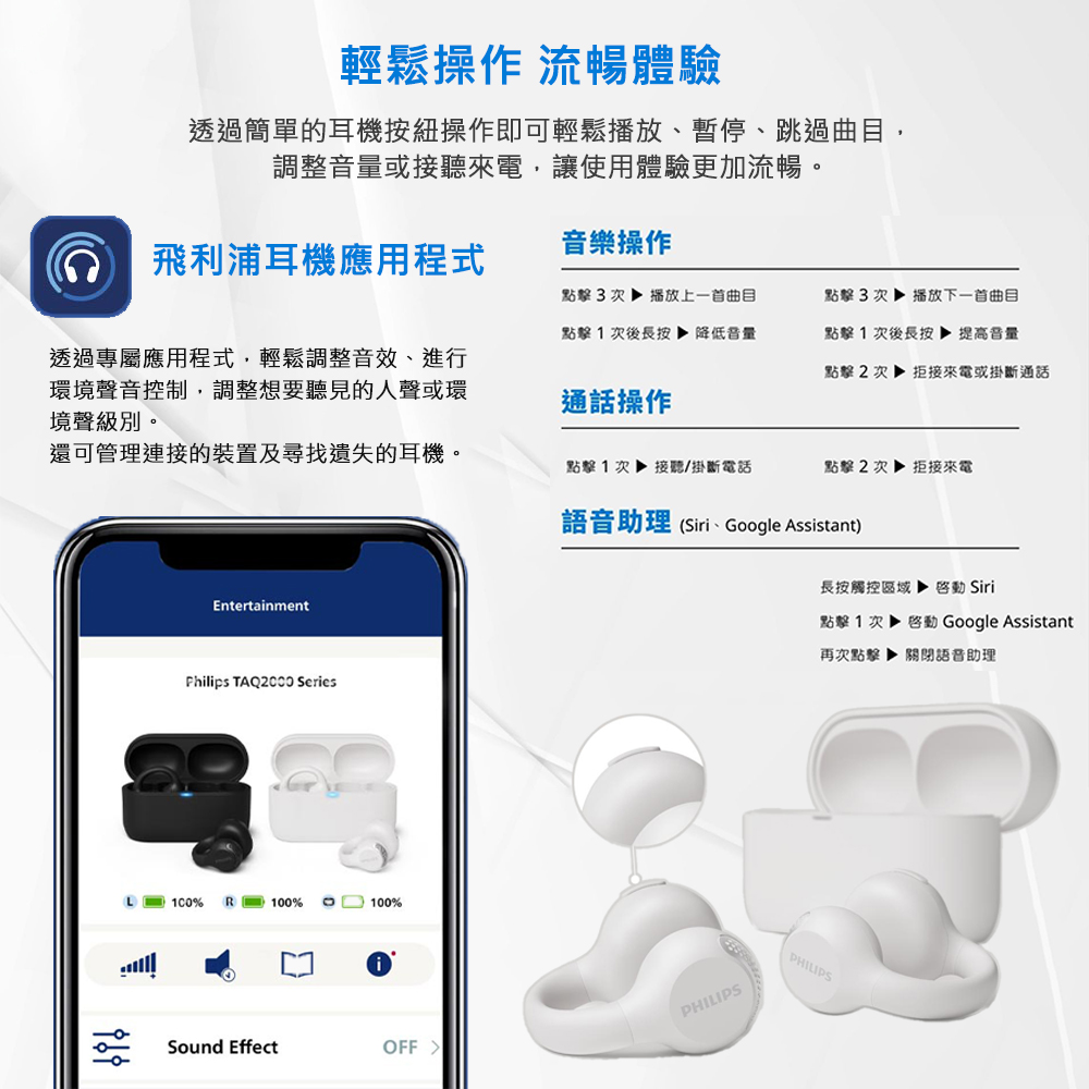 透過簡單的耳機按鈕操作即可輕鬆播放、暫停、跳過曲目,