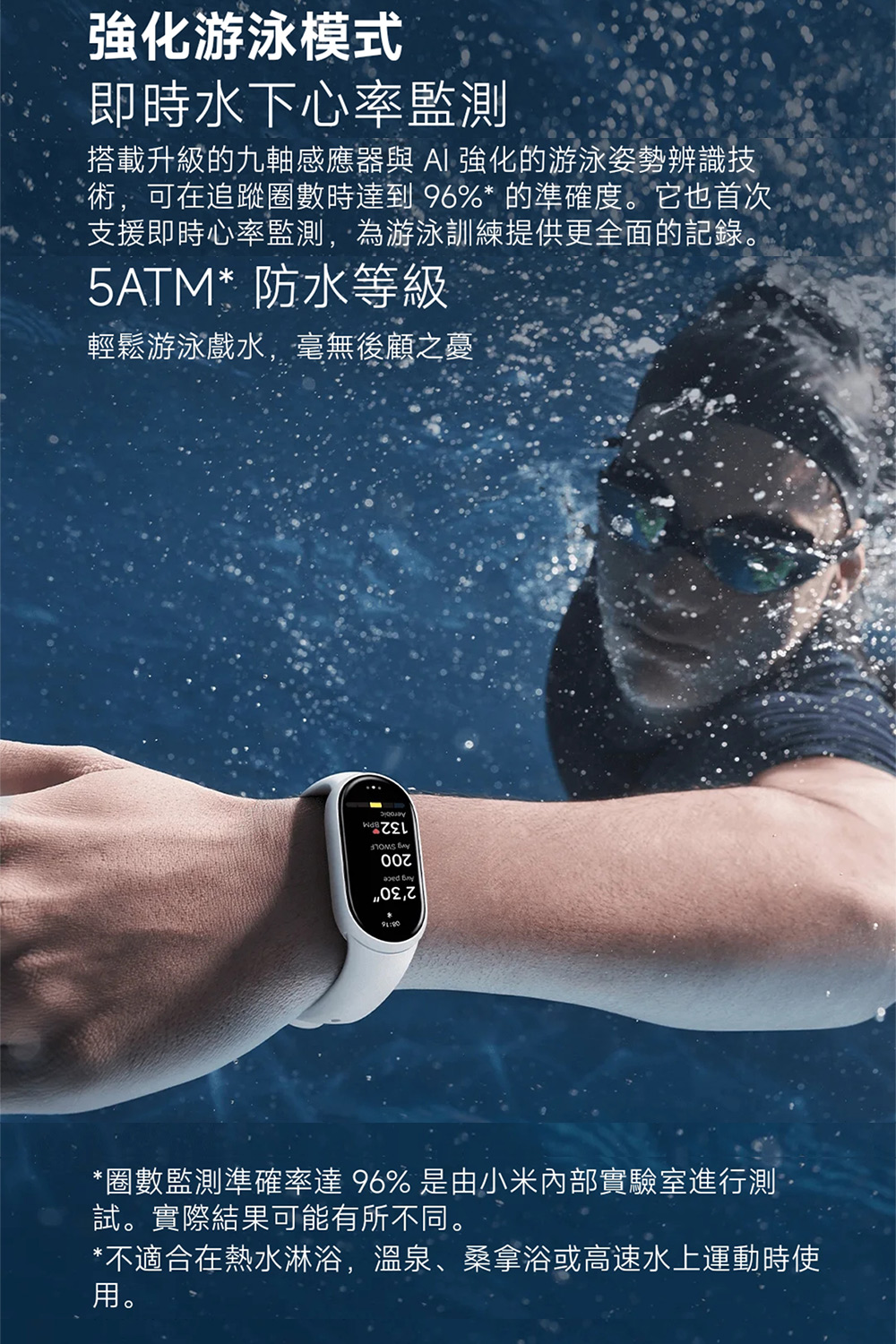 搭載升級的九軸感應器與 AI 強化的游泳姿勢辨識技