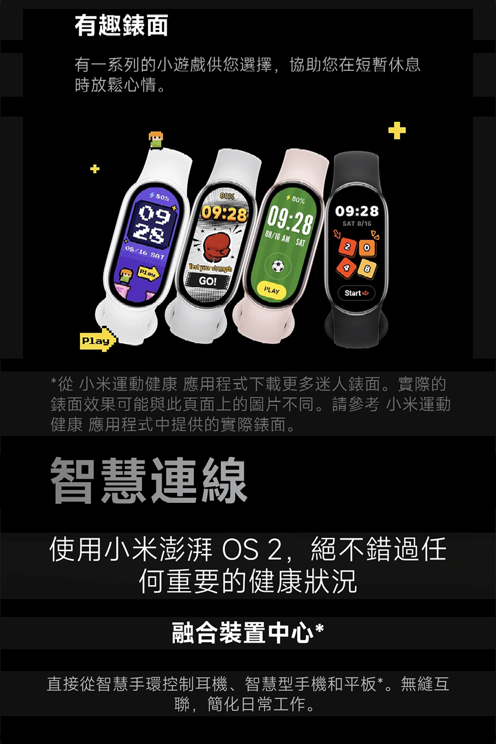 從 小米運動健康 應用程式下載更多迷人錶面。實際的