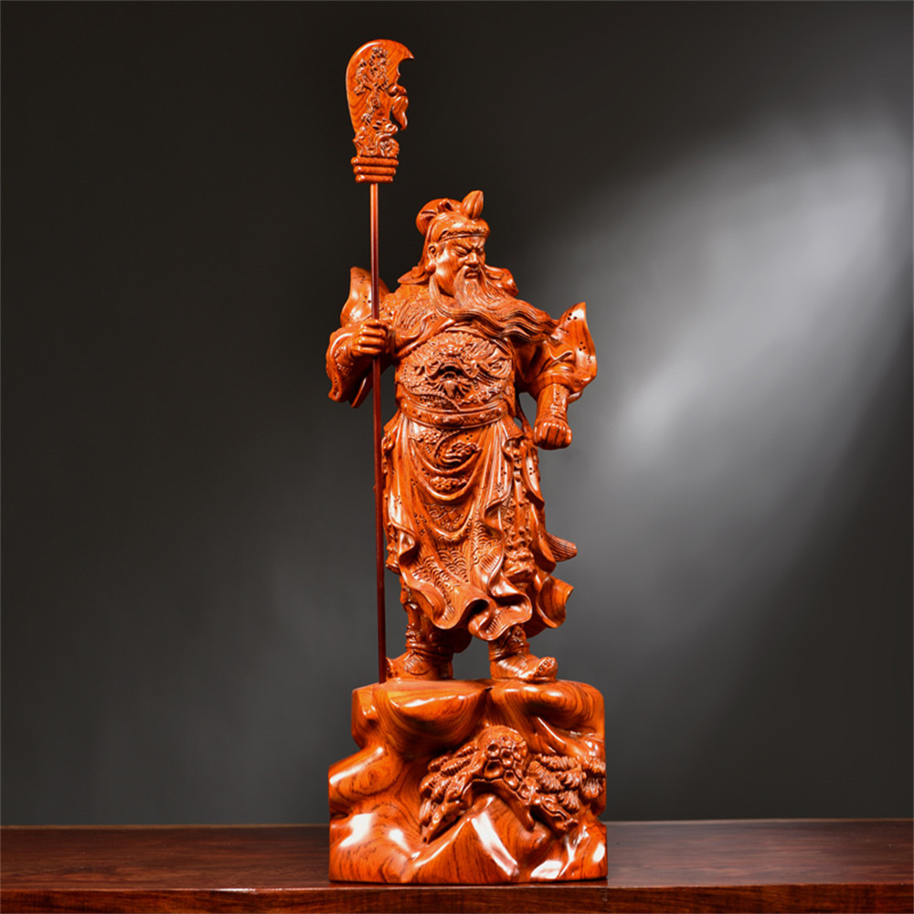 関羽像 中国武将 三国志 武財神 仏教工芸 極上品 彫刻 木彫仏像 : 中国