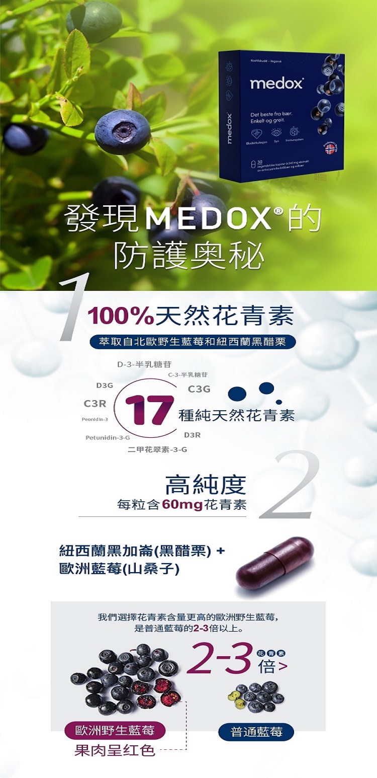 我們選擇花青素含量更高的歐洲野生藍莓,