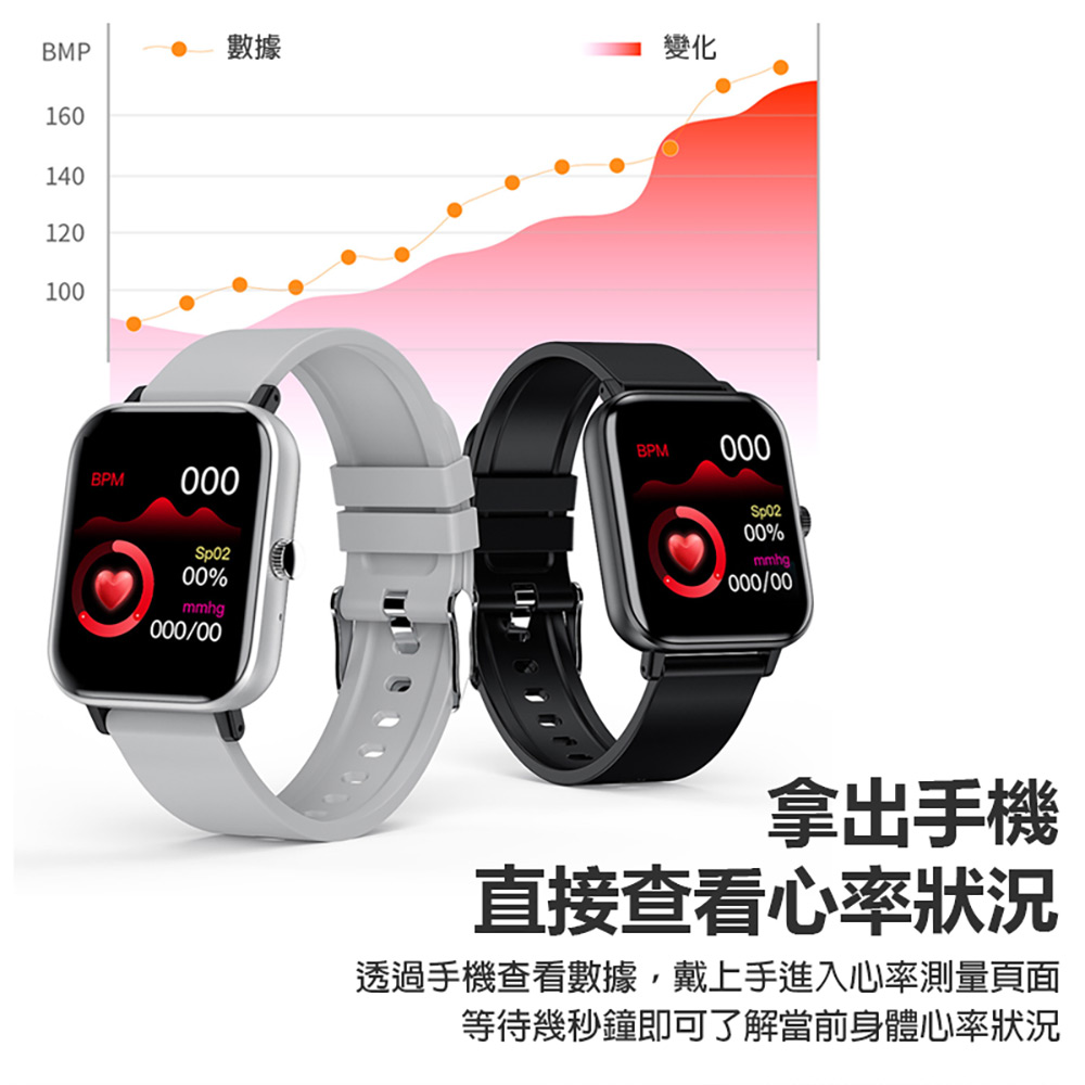 透過手機查看數據,戴上手進入心率測量頁面