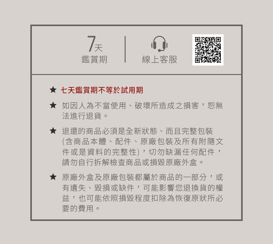 原廠外盒及原廠包裝都屬於商品的一部分,或