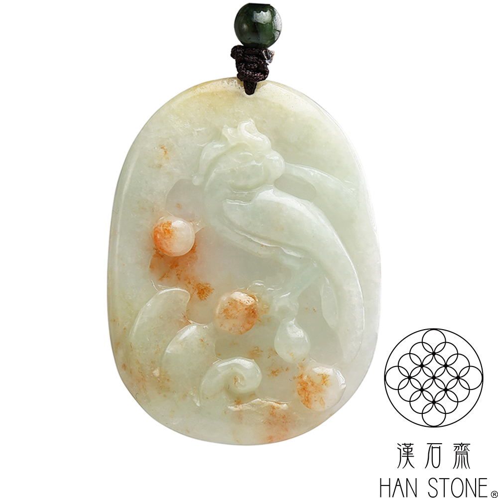 漢石齋】天然翡翠A貨鸚鵡玉珮吊墜帶紅黃翡(34*46*6mm) - momo購物網