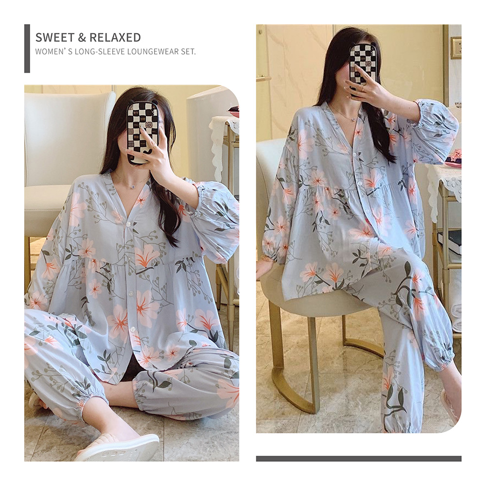 SWEET & RELAXEDWOMENS LONG-SLEEVE LOUNGEWEAR SET