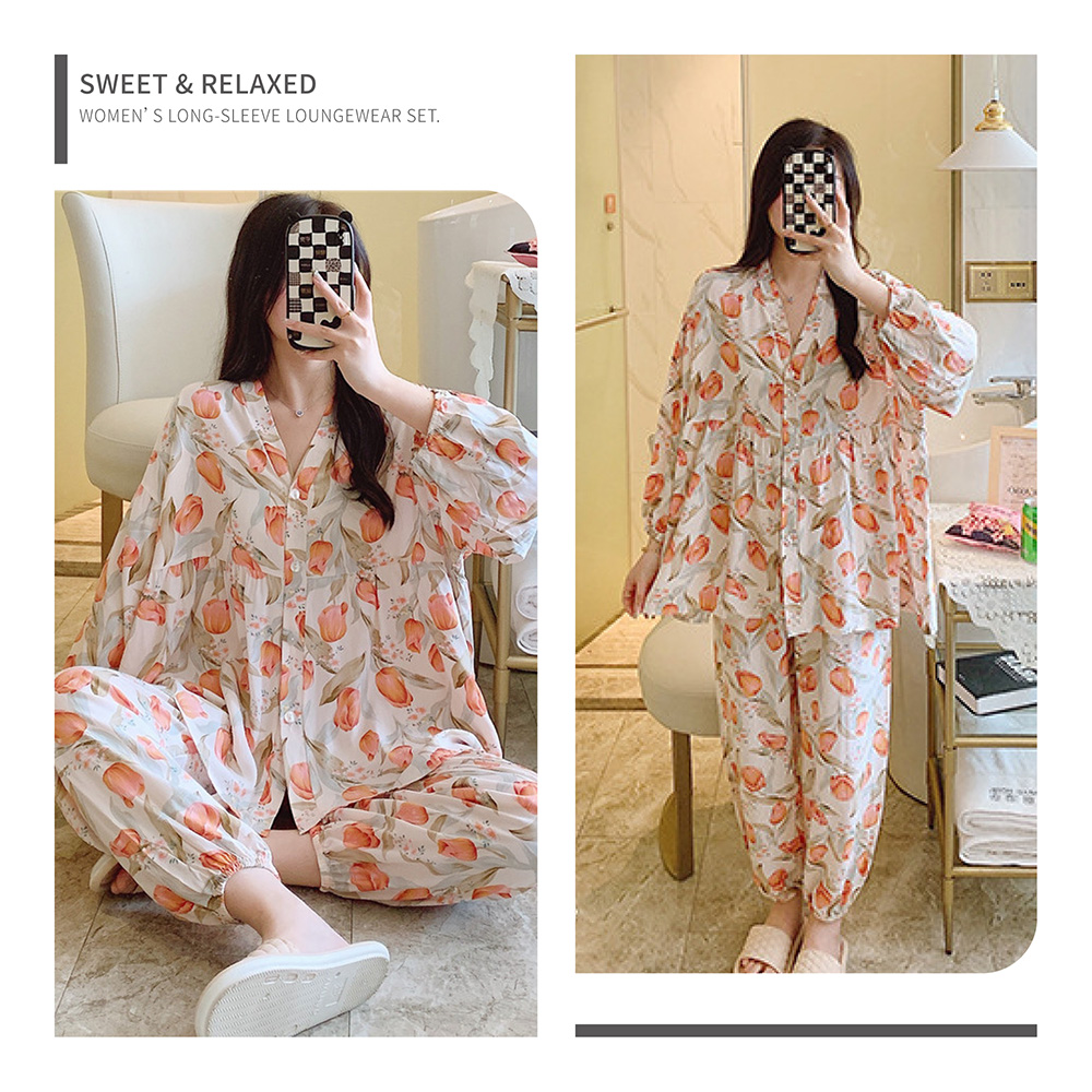 SWEET & RELAXEDWOMENS LONG-SLEEVE LOUNGEWEAR SET