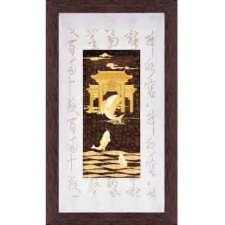 【開運陶源】純金 金箔畫- 魚躍龍門(彩金系列  48x 82 cm)