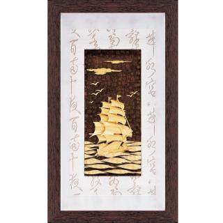 【開運陶源】純金金箔畫-一帆風順(彩金系列 48x82cm)