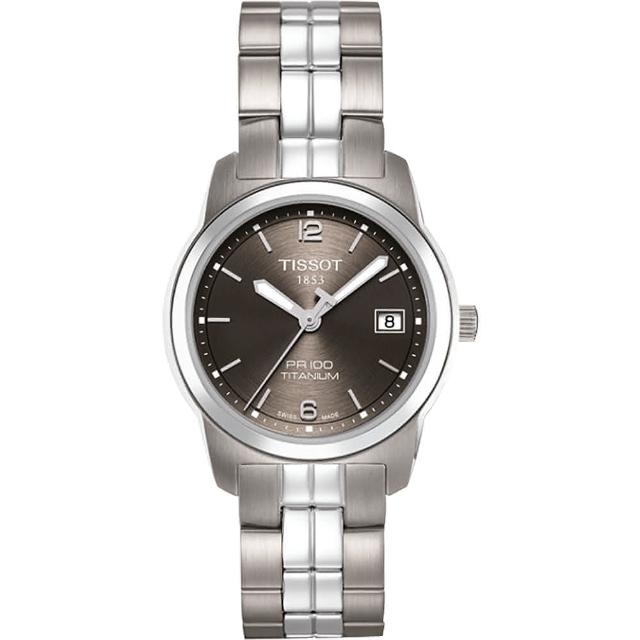 【TISSOT】PR100 經典瑞士石英鈦金屬女錶-鐵灰(T0493104406700)特惠價