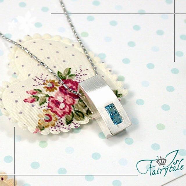 【伊飾童話】冰藍海浪＊方型純銀項鍊買到賺到