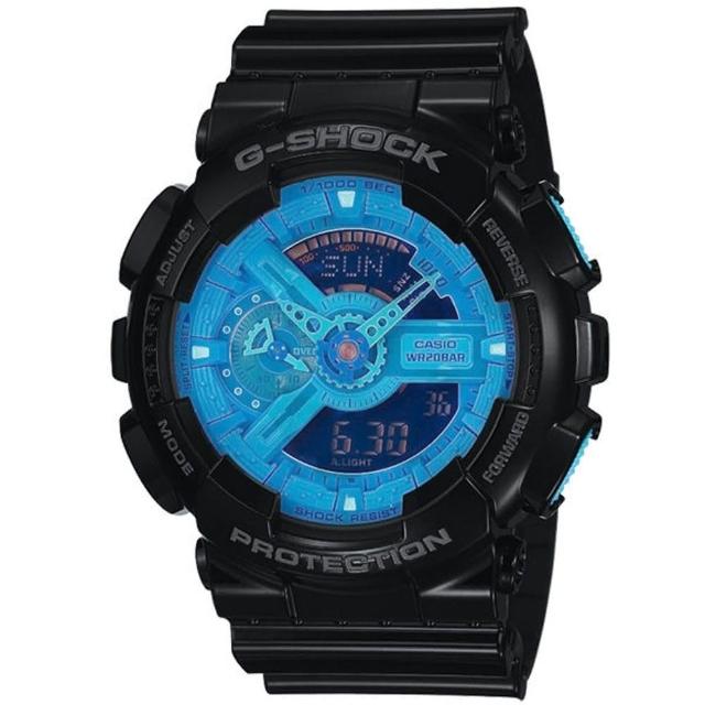 經典款式【CASIO】G-SHOCK 超重型戰機雙顯錶(藍黑 GA-110B-1A2DR)