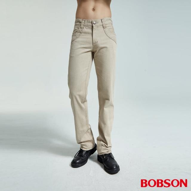 【BOBSON】男款洗刷紋半舊直筒褲(卡其72)