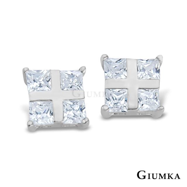 【GIUMKA】晶亮十字夾鑽耳環 925純銀 鋯石 抗敏耳針式耳環 MF00092-1(白色)產品介紹