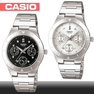 【CASIO 卡西歐】三眼指針型氣質女錶(LTP-2083D 白面/黑面)