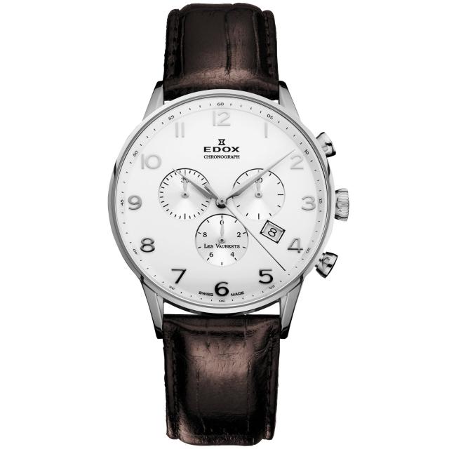 【EDOX】Les Vauberts 競速玩家計時腕錶-白/41mm(E10408.3A.ABN)