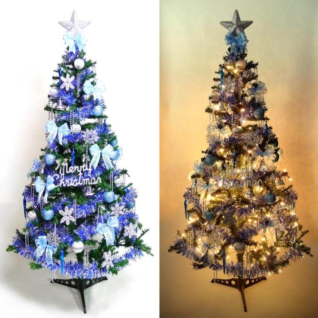 【聖誕裝飾品特賣】超大幸福12尺/12呎(360cm一般型裝飾聖誕樹+藍銀色系配件+100燈樹燈8串)特價