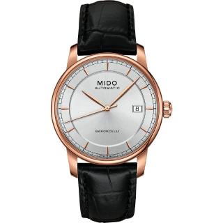 【MIDO】Baroncelli II 爵士時尚機械腕錶-銀X玫塊金框/38mm(M86003104)