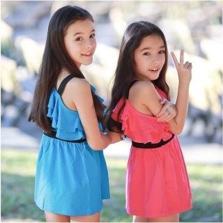 【baby童衣】糖果色系荷葉領斜肩吊帶洋裙 42151(共四色)