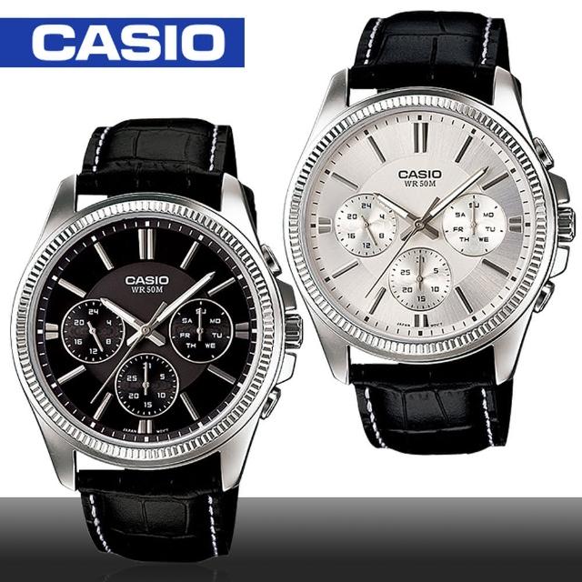 【CASIO 卡西歐系列】送禮首選-三眼經典紳士男錶(MTP-1375L)