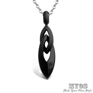 【MYOS】鋼鐵的愛 珠寶級西德鋼 項鍊(黑色大墜)