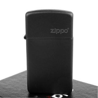 【ZIPPO】美系-LOGO字樣打火機-Black Matte黑色烤漆(窄版)