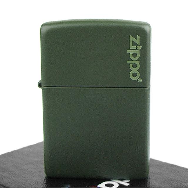 【ZIPPO】美系-LOGO字樣打火機-Green Matte軍綠烤漆